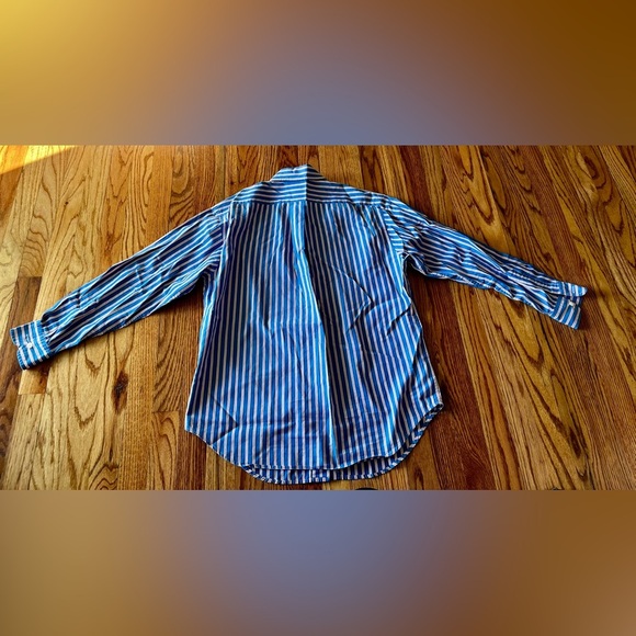 Lauren Ralph Lauren Women’s Size 10 Embroidered Crest Logo Striped Cotton Shirt - Picture 10 of 11